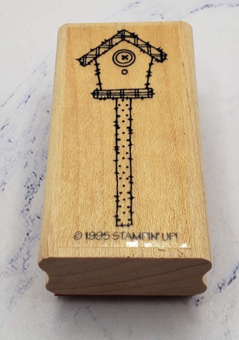 Classic Garden Birdhouse on Pole Stampin Up Wood Mounted Rubber Stamp